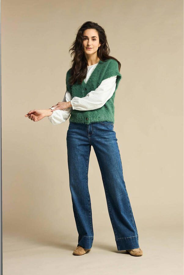 Red Button high waist straight leg jeans donkerblauw