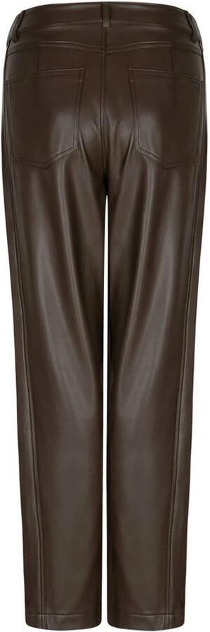 Red Button imitatieleren regular fit pantalon donkerbruin - Foto 2