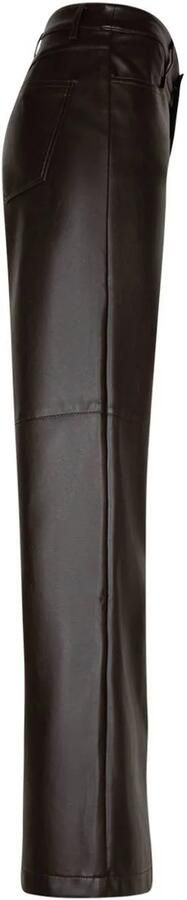 Red Button imitatieleren wide leg pantalon donkerbruin - Foto 2