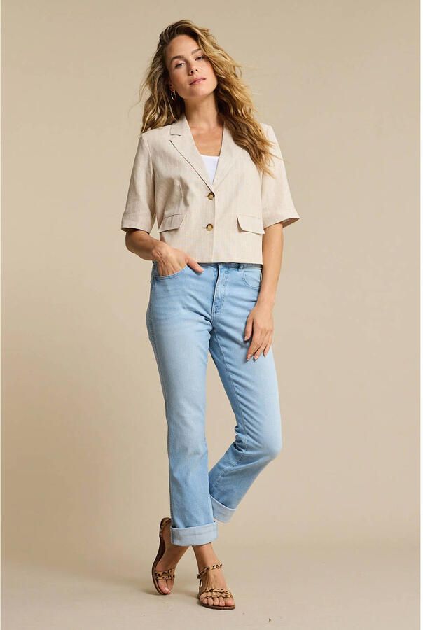 Red Button Kate Fancy Stitching slim fit jeans light blue denim