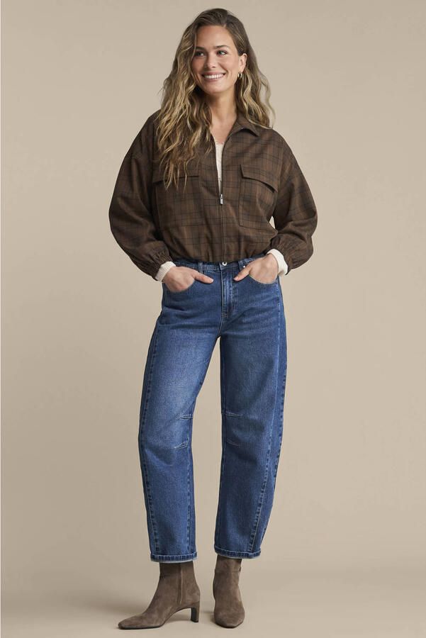 Red Button regular waist barrel jeans mediumblauw