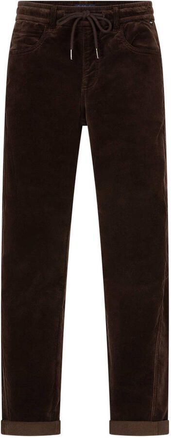 Red Button slim fit casual corduroy broek donkerbruin