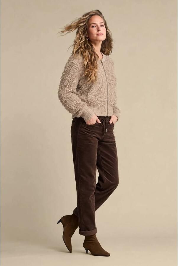 Red Button slim fit casual corduroy broek donkerbruin - Foto 2