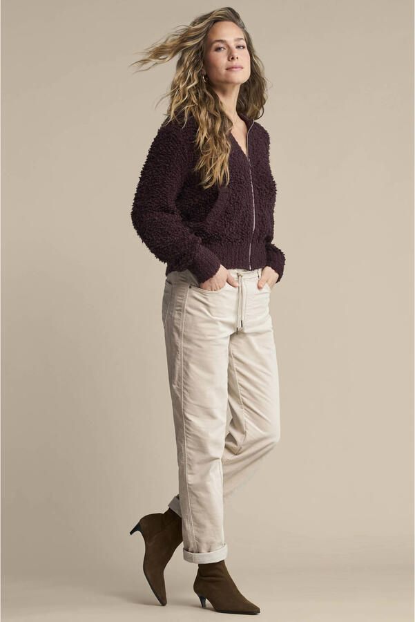Red Button slim fit casual corduroy broek ecru