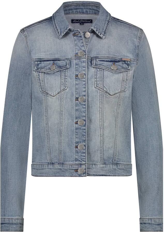 Red Button Bleach Denim Jack Blue Dames
