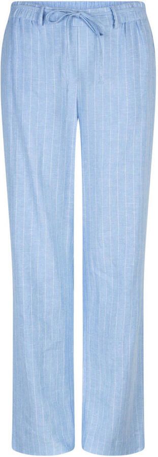 Red Button straight regular waist casual broek met linnen met krijtstreep lichtblauw