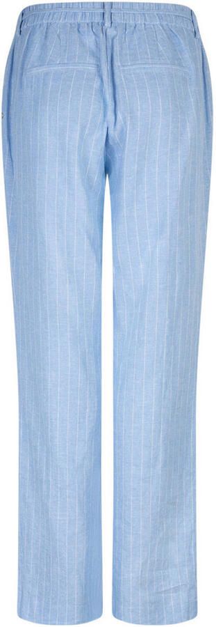 Red Button straight regular waist casual broek met linnen met krijtstreep lichtblauw - Foto 2