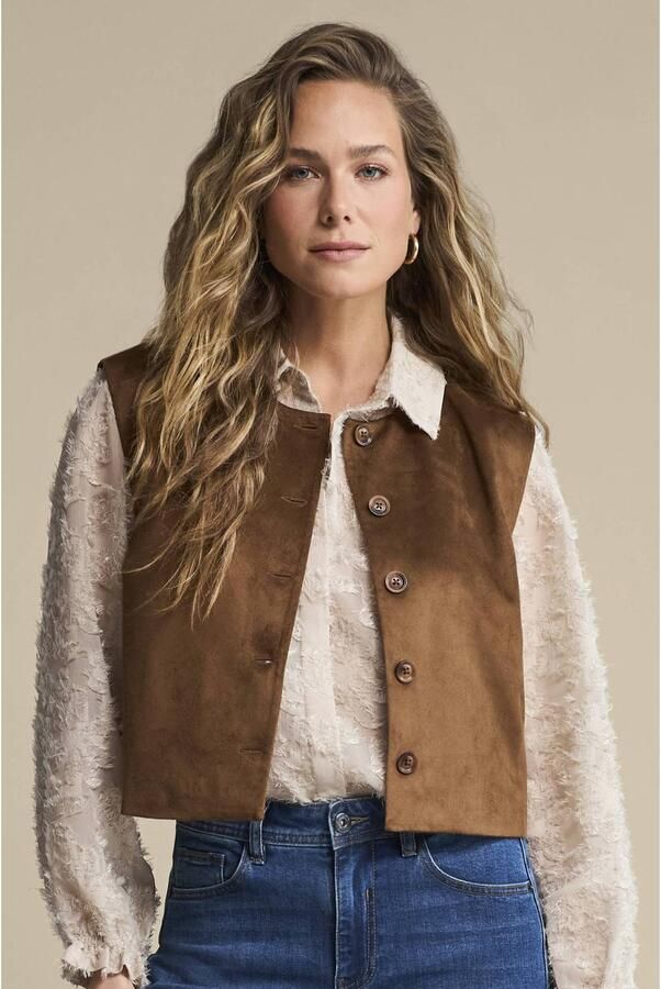 Red Button suèdelook gilet bruin