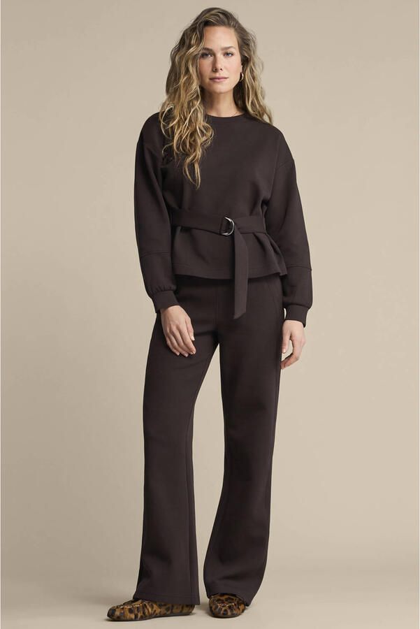Red Button straight leg broek donkerbruin