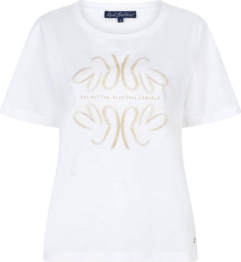 Red Button T-shirt met print wit