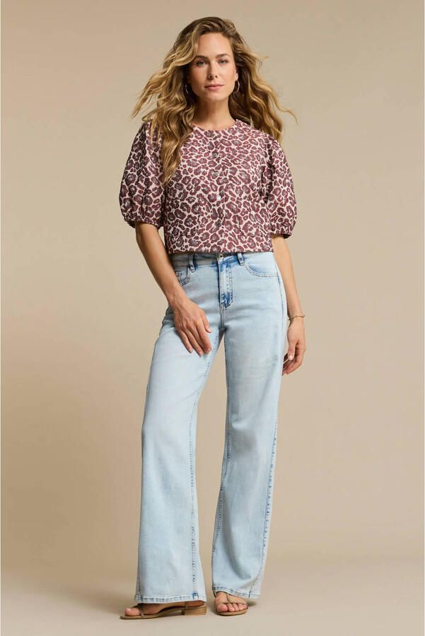 Red Button top donkerrood panterprint
