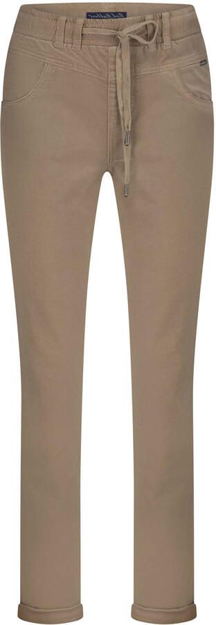 Red Button velours tapered high waist broek bruin