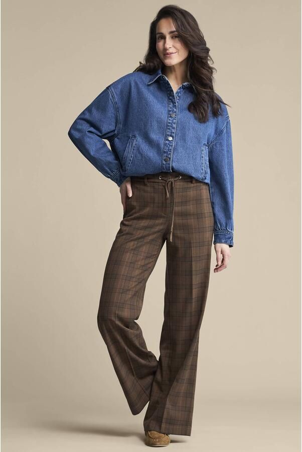 Red Button wide leg geruite palazzo broek bruin blauw - Foto 2