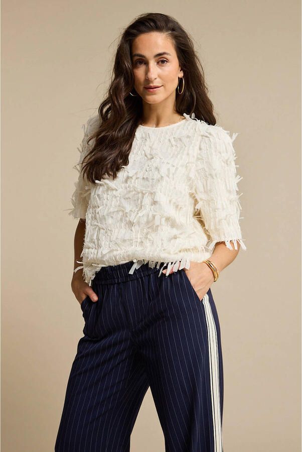 Red Button wide leg high waist gestreepte casual broek donkerblauw