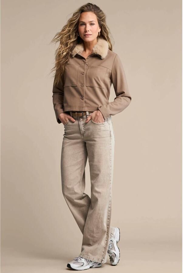 Red Button wide leg jeans met ceintuur grey denim