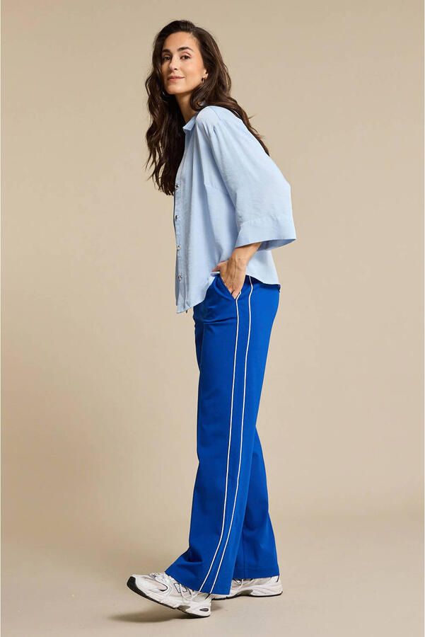 Red Button wide leg regular waist gestreepte casual broek blauw