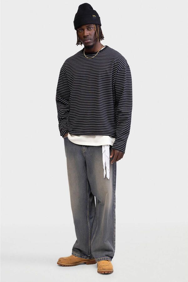 Redefined Rebel boxy gestreepte longsleeve zwart