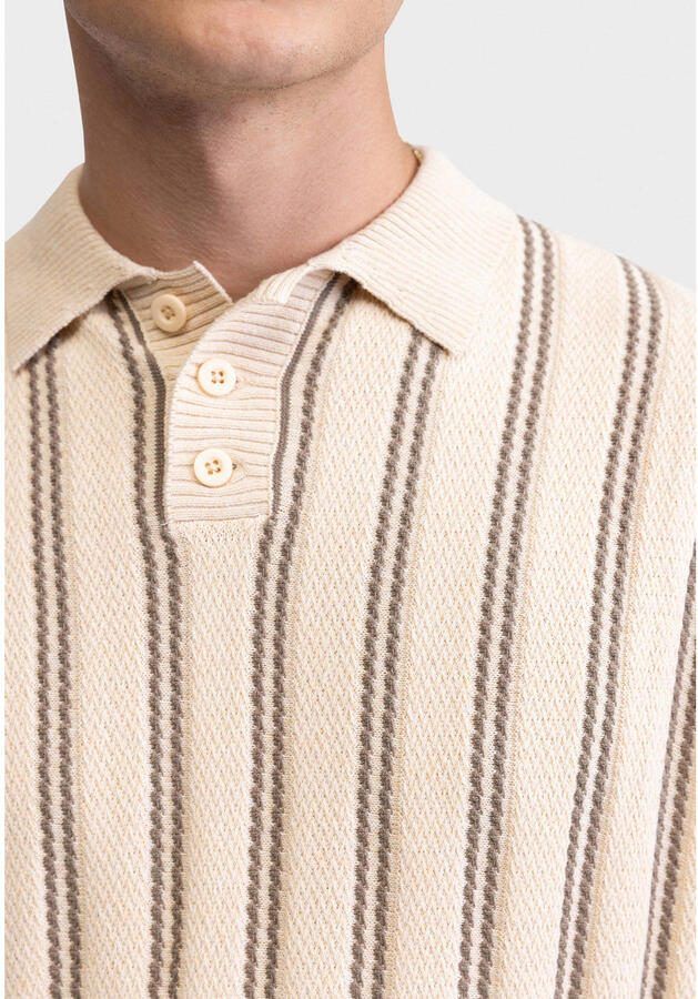 Redefined Rebel boxy gestreepte polo gebreid beige - Foto 2