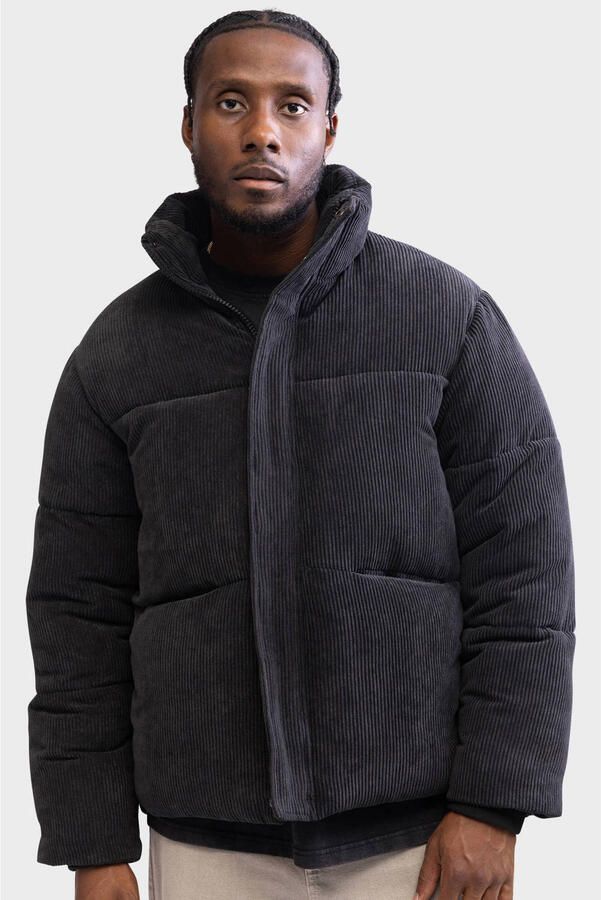 Redefined Rebel corduroy gewatteerde jas zwart