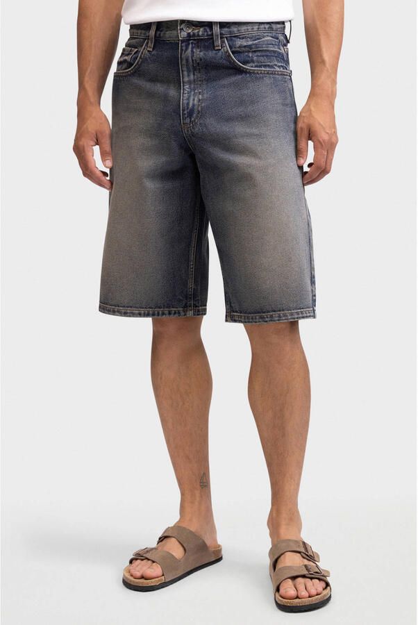 Redefined Rebel denim baggy short grijsblauw
