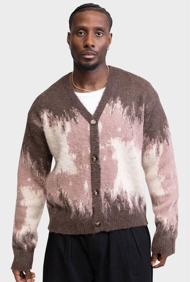Redefined Rebel gebreid vest met print en wol turkish coffee