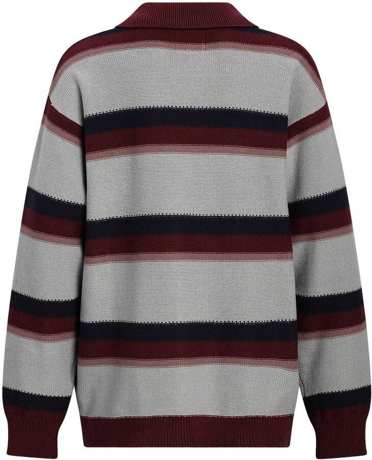 Redefined Rebel gestreepte schipperstrui grijs donkerrood Sweater Jongens Katoen Klassieke kraag - Foto 2