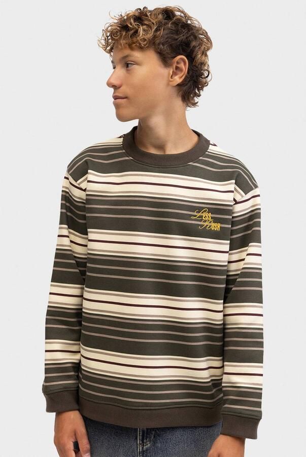 Redefined Rebel gestreepte sweater groen Jongens Katoen Ronde hals Streep
