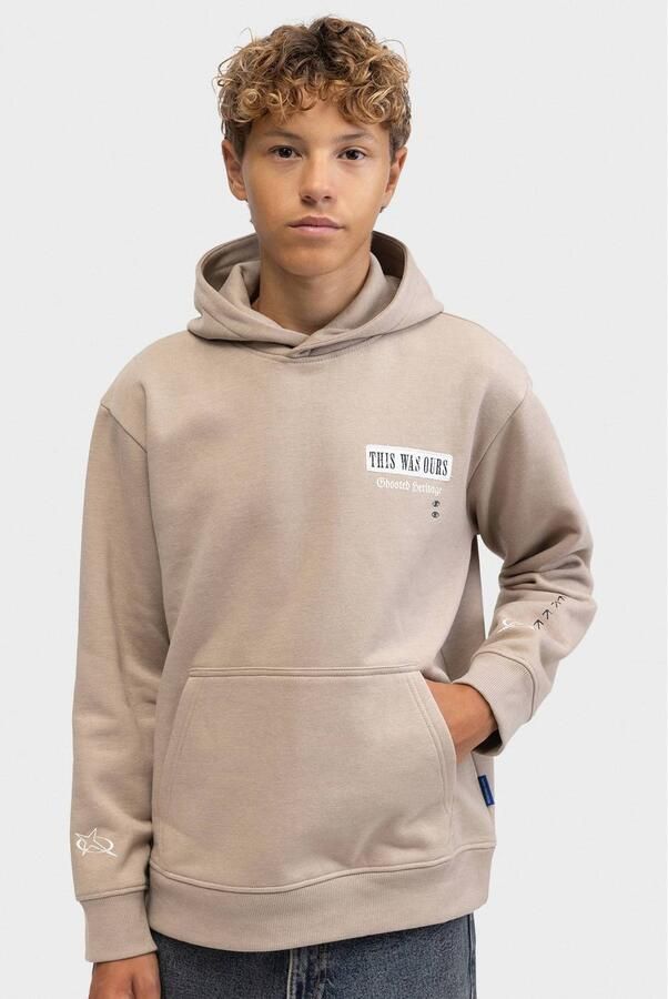 Redefined Rebel hoodie met backprint beige Sweater Backprint