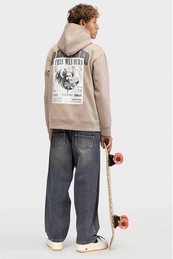 Redefined Rebel hoodie met backprint beige Sweater Backprint - Foto 3