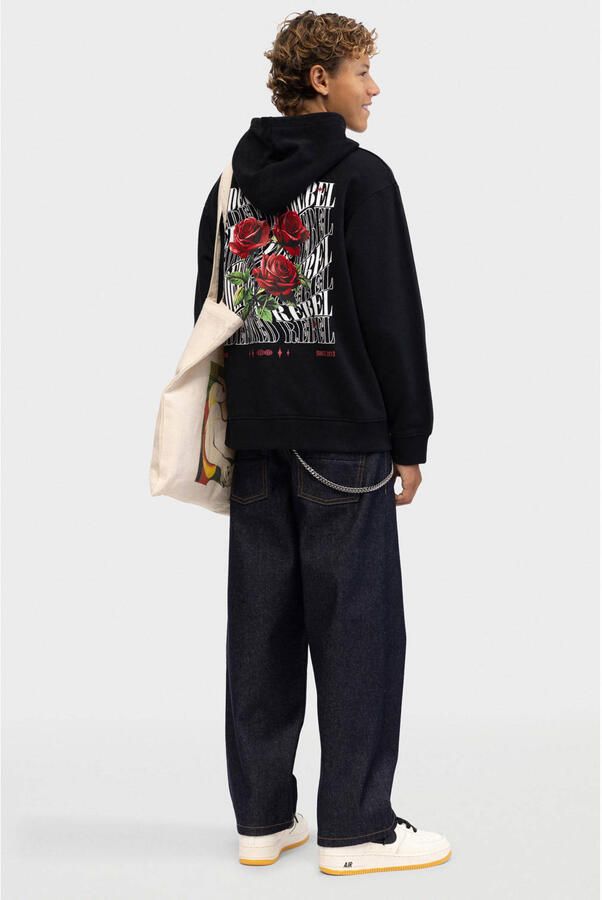 Redefined Rebel hoodie met backprint zwart - Foto 2