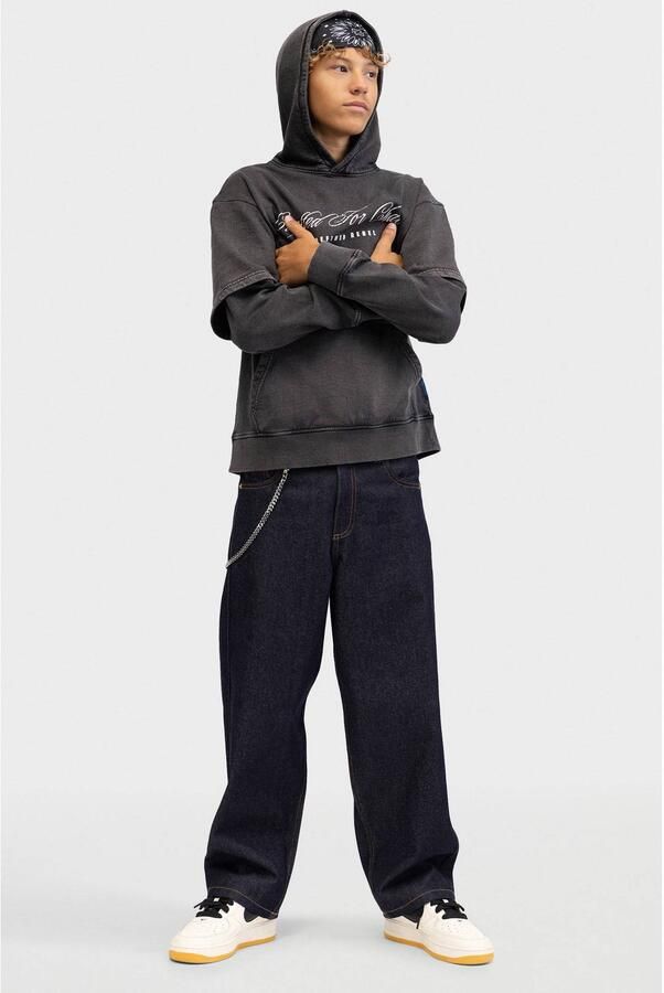 Redefined Rebel hoodie met tekst antraciet Sweater Grijs Jongens Katoen Capuchon - Foto 3