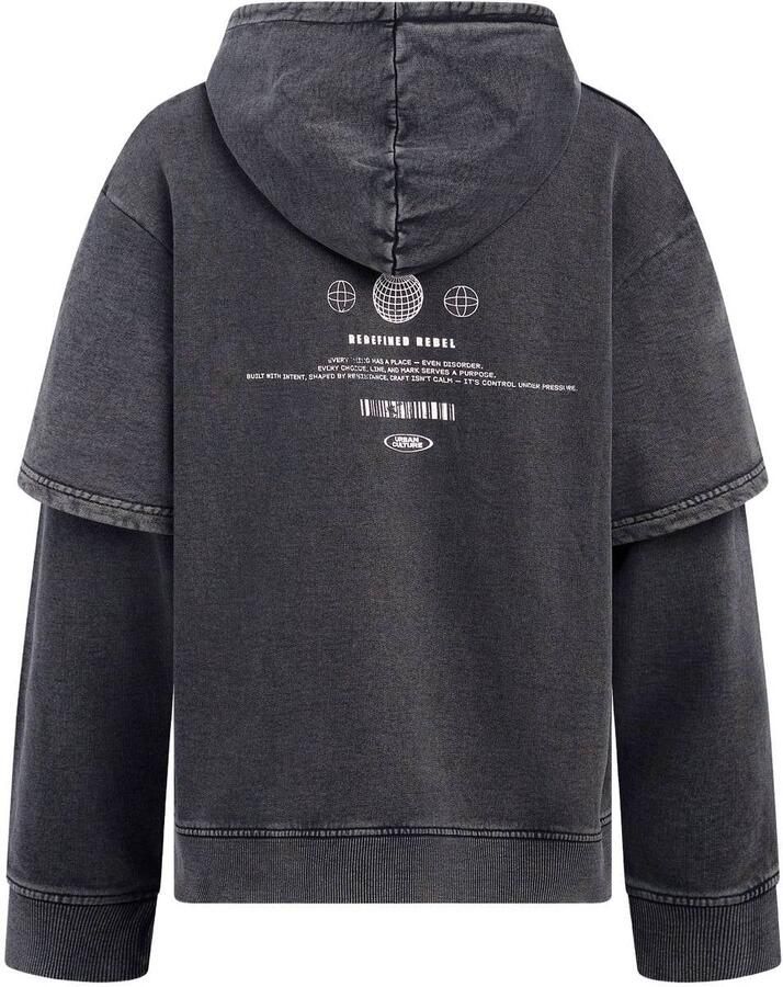 Redefined Rebel hoodie met tekst antraciet Sweater Grijs Jongens Katoen Capuchon - Foto 2