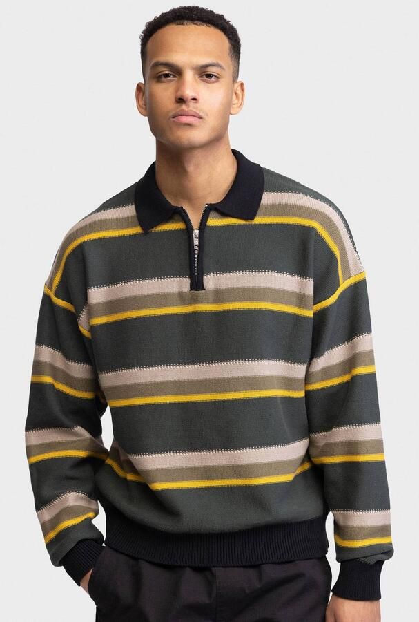 Redefined Rebel katoenen oversized gestreepte trui deep forest