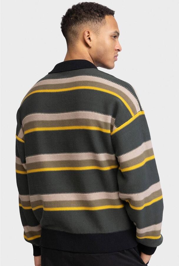 Redefined Rebel katoenen oversized gestreepte trui deep forest - Foto 2