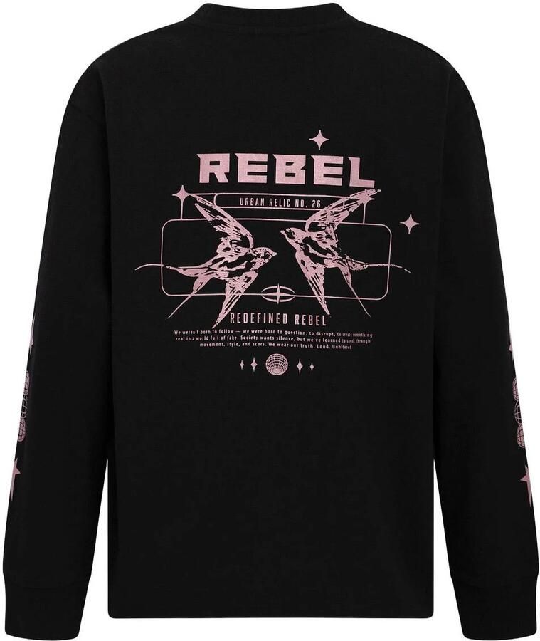 Redefined Rebel longsleeve met backprint zwart roze Jongens Katoen Ronde hals - Foto 2
