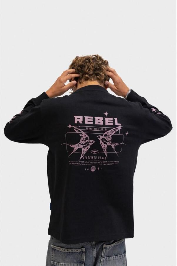 Redefined Rebel longsleeve met backprint zwart roze Jongens Katoen Ronde hals - Foto 3