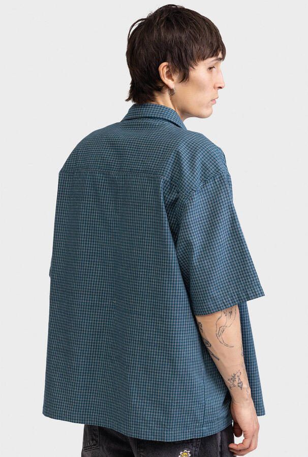 Redefined Rebel loose geruit casual overhemd donkerblauw - Foto 3
