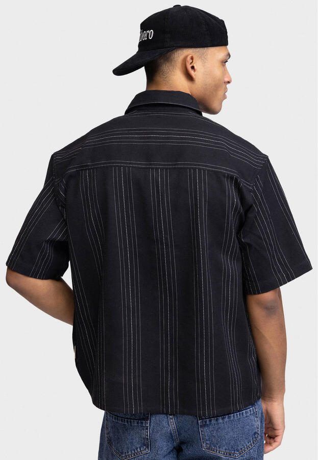 Redefined Rebel loose gestreept casual overhemd zwart - Foto 2