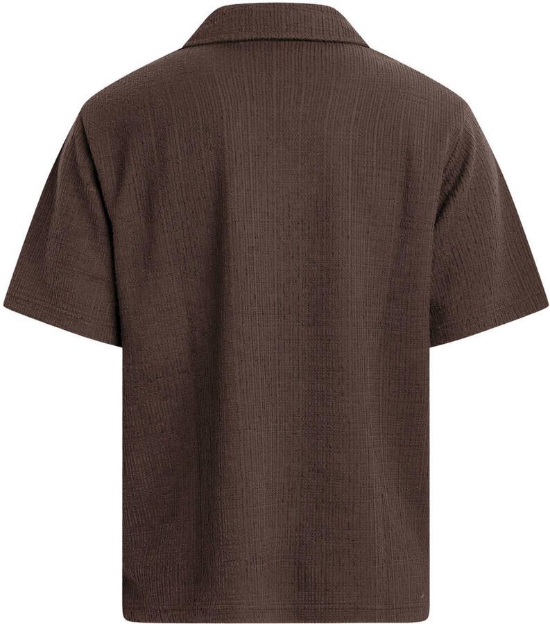 Redefined Rebel loose jacquard overhemd bruin - Foto 2