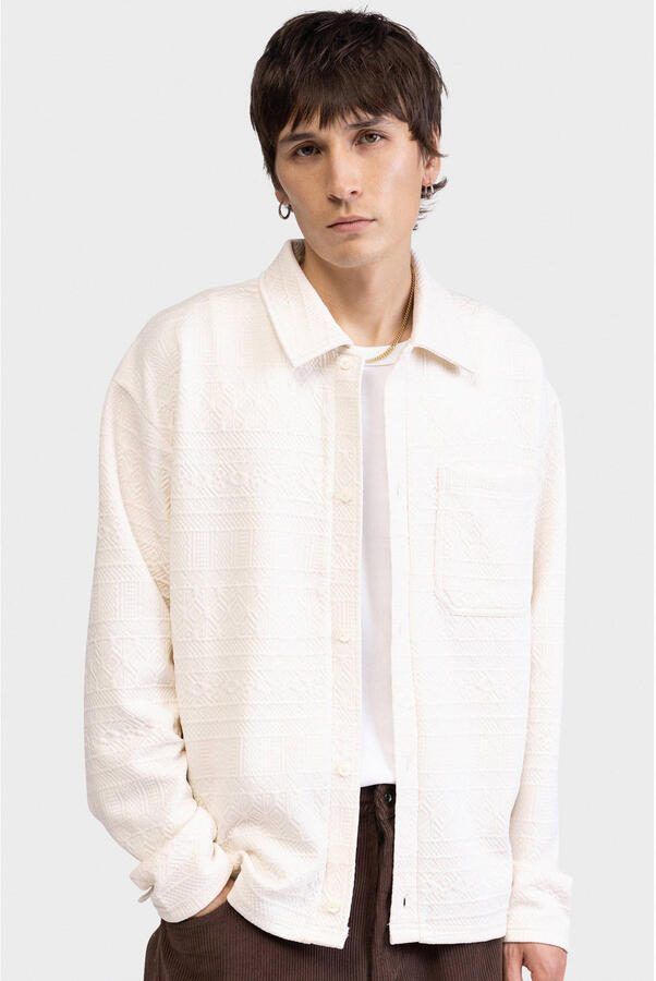 Redefined Rebel overshirt met textuur ecru