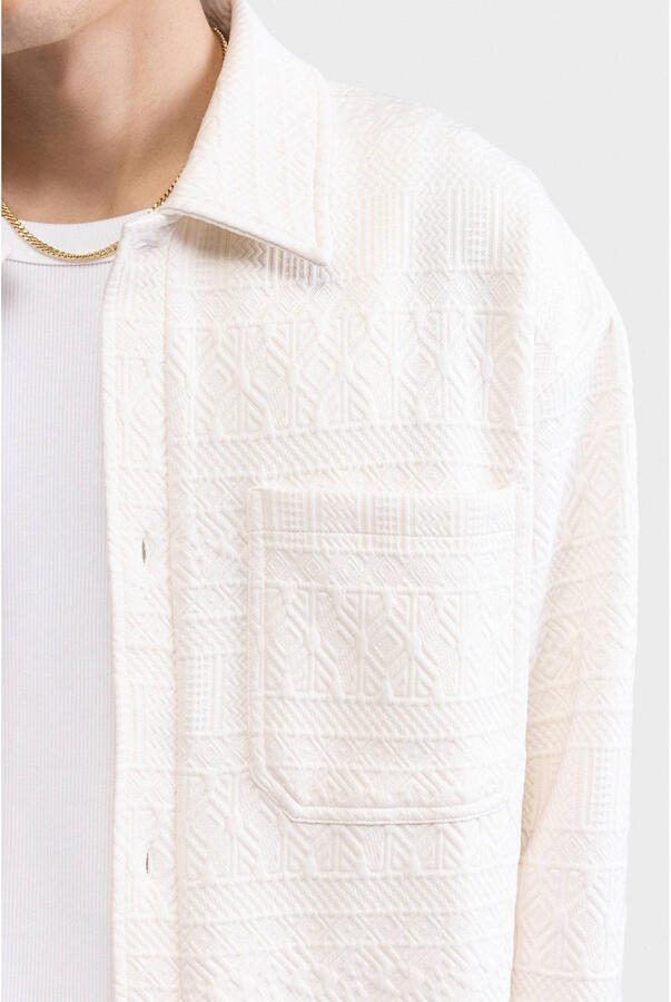 Redefined Rebel overshirt met textuur ecru - Foto 3