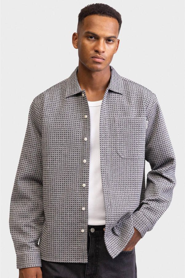 Redefined Rebel overshirt met textuur grijs - Foto 1