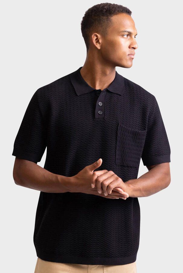 Redefined Rebel oversized gebreide polo zwart - Foto 4