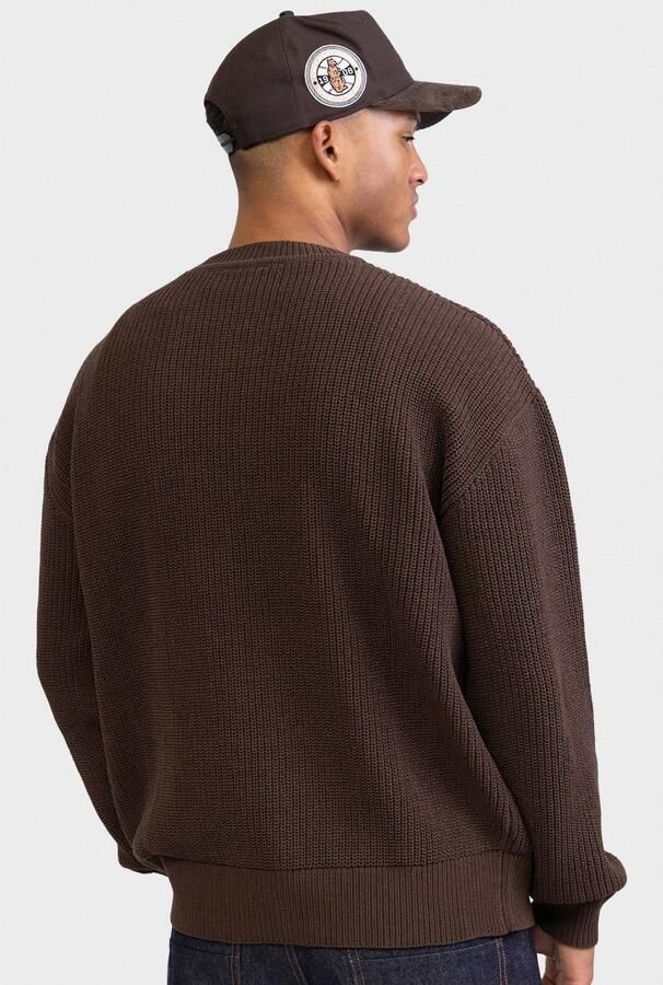 Redefined Rebel oversized gebreide trui donkerbruin - Foto 3