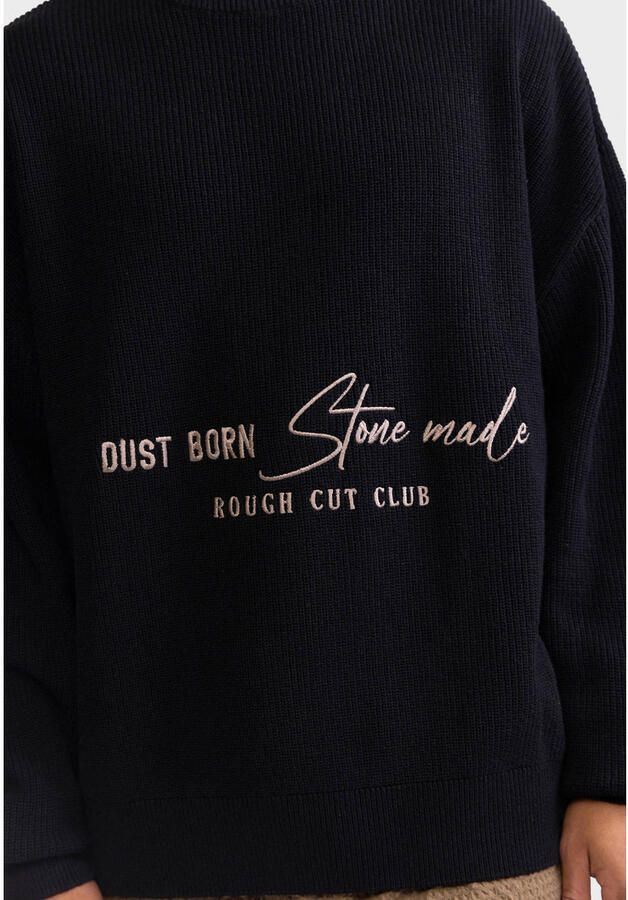Redefined Rebel oversized gebreide trui met tekst zwart - Foto 2