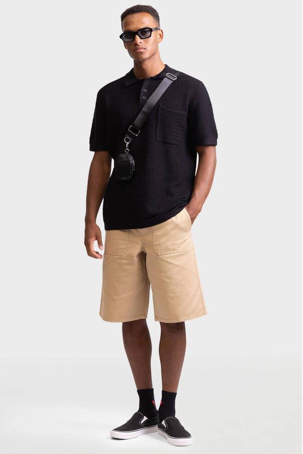 Redefined Rebel oversized gebreide polo zwart