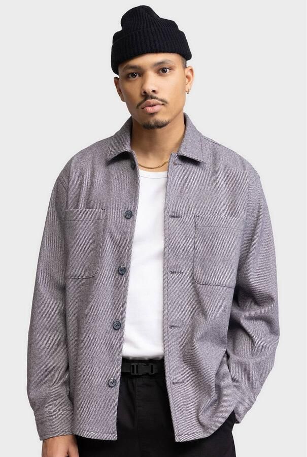 Redefined Rebel regular fit gemêleerd overshirt grijs