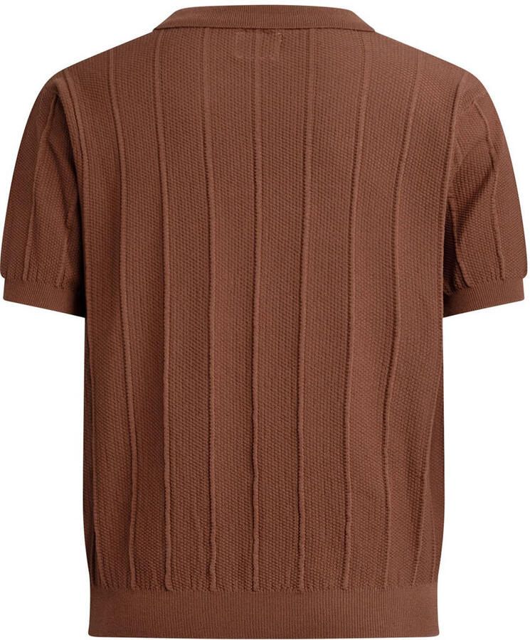 Redefined Rebel regular polo met ingebreid patroon bruin