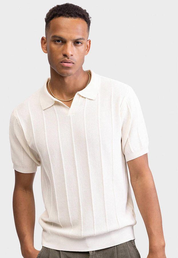 Redefined Rebel regular polo met ingebreid patroon ecru