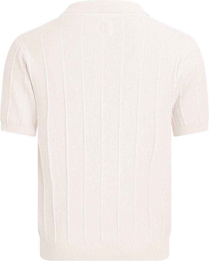 Redefined Rebel regular polo met ingebreid patroon ecru - Foto 2